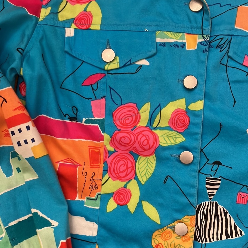 Women’s Catherine Stewart small Turquoise colorful jacket - Picture 4 of 5